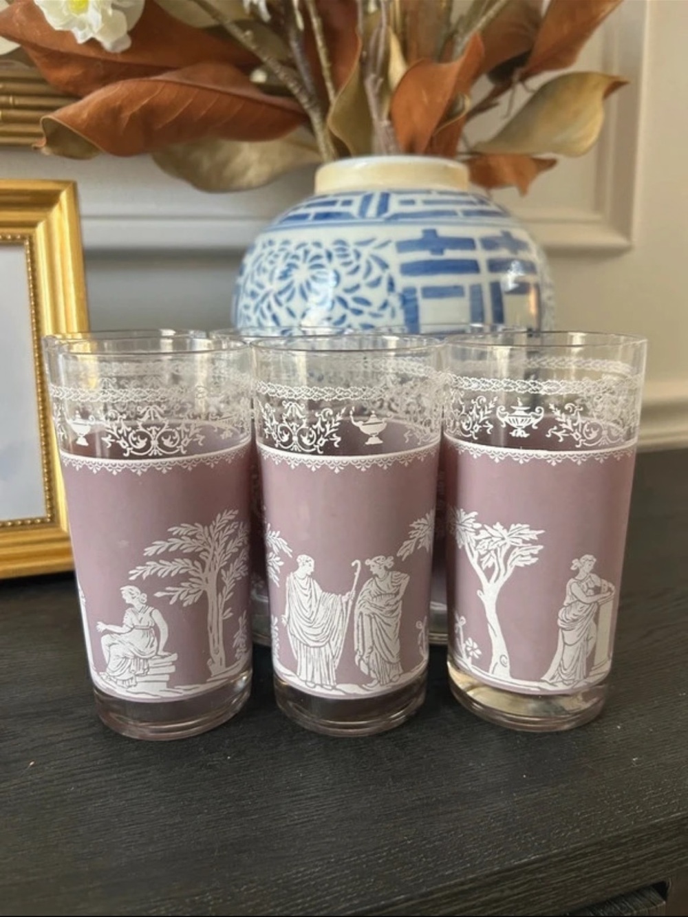 Jeanette Glass lilac Hellenic Tumblers Set of 6